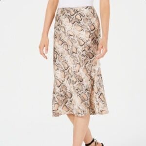 NWT LUCY PARIS Snake Print Midi Skirt Brown Large‎